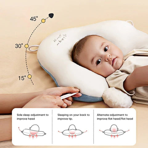 Baby Head Shaping Pillow Infant Pillow Breathable Washable Protection Cushion Sleep Shaping Pillow and Neck Support Baby Memory Foam Pillow for Baby