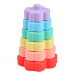 Baby Silicone Stacking Tower，Infant Sensory Stacking Toy，Silicone Baby Stacking Rings，Educational Stacking Playset，Soft and Safe Stacking Tower