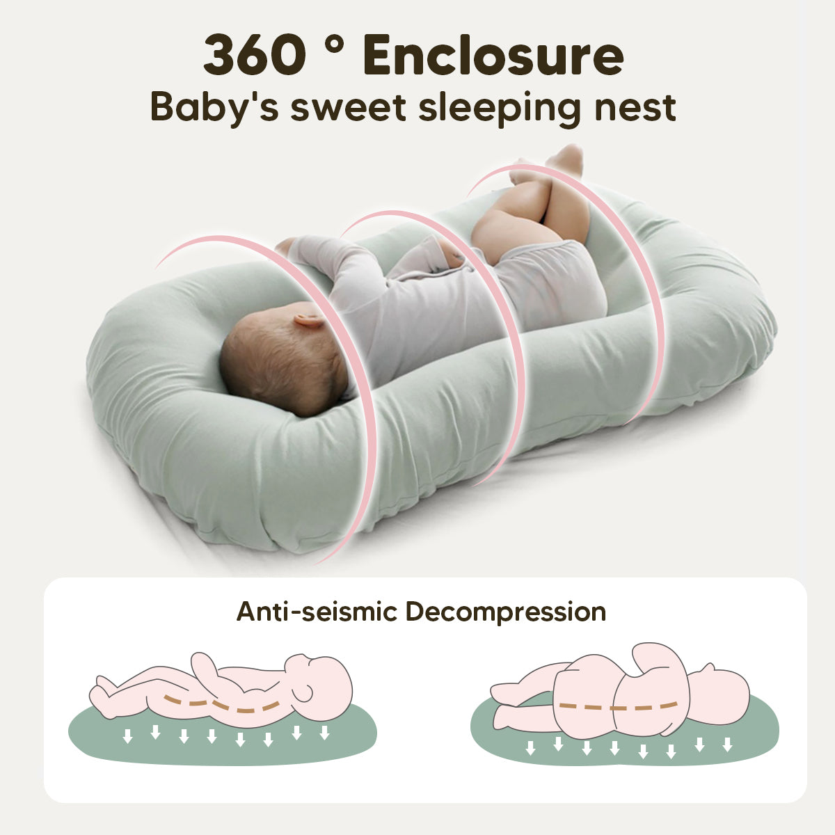 Infant Lounger，Cozy Baby Nest，Portable Baby Lounger，Comfortable Infant Sleeper，Multi-Functional Baby Bed