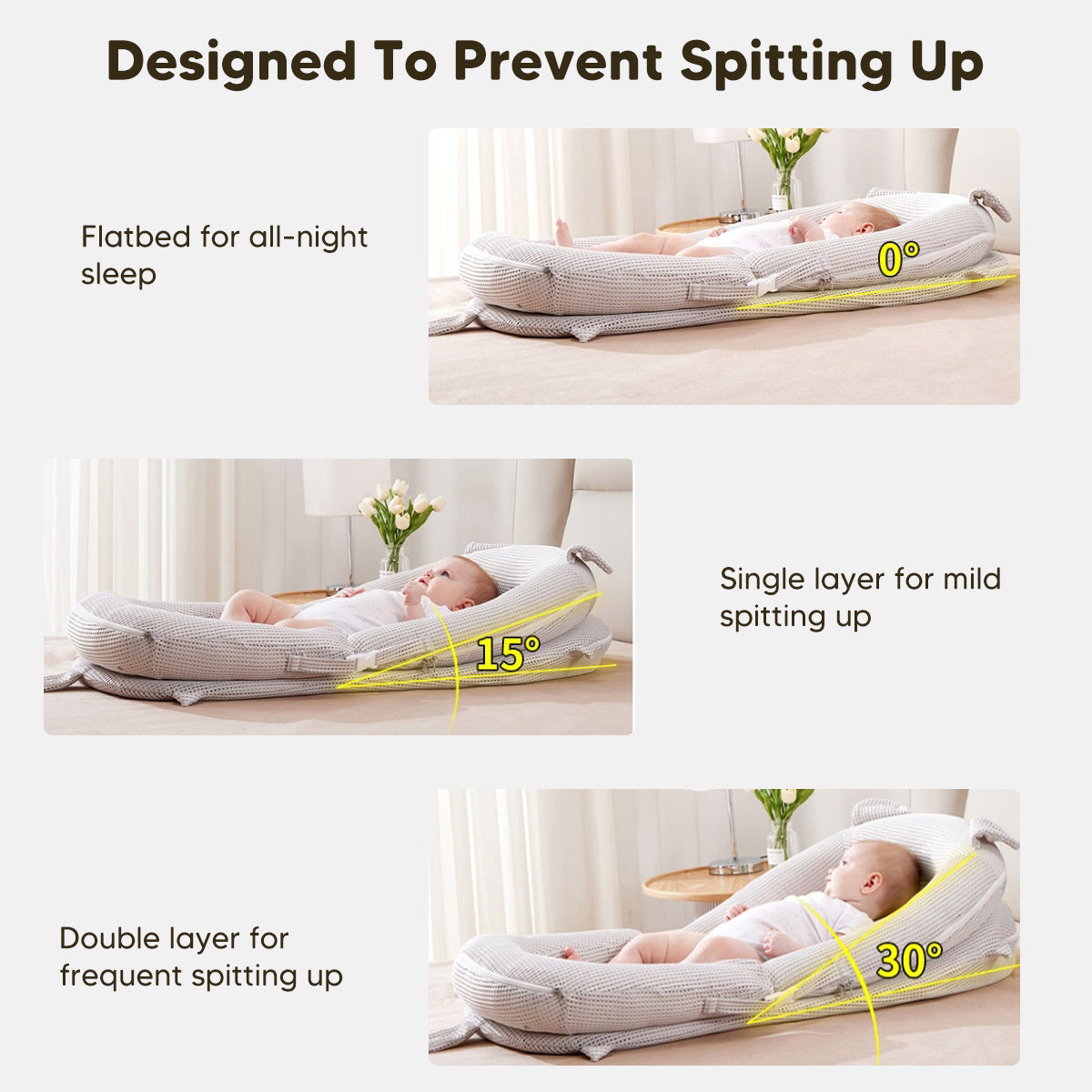 Portable Baby Nest Lounger Pillow Sleeping Bed - Breathable