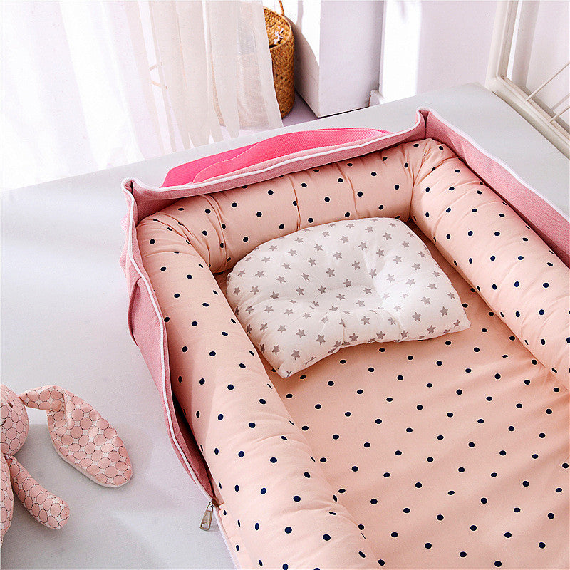 Cotton Portable Folding Crib，Convenient Baby Bed，Comfortable Travel Crib，Lightweight Baby Crib，Versatile Folding Crib